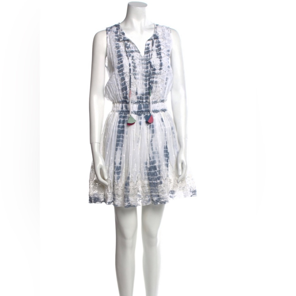 LoveShackFancy Tie-Dye Print White Dress